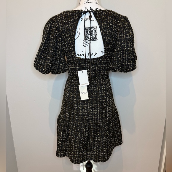 NWT, Avara Cindy Short Party Dress in Black/Gold Tweed, Size SMALL - Picture 9 of 16
